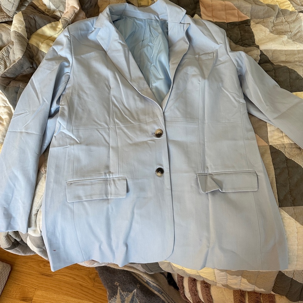 Classic Oversized Light Blue Blazer - Picture 3 of 6